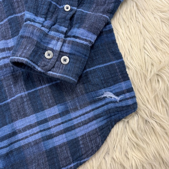 Tommy Bahama Men's L Blue Plaid Woven Cotton LS Button Front Shirt - Picture 2 of 5